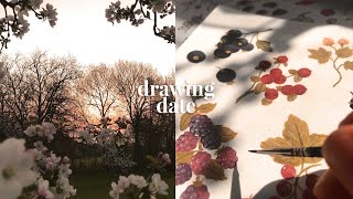 Studio Vlog 37  Draw with me Ink Colored Pencils  Acrylic Gouache Pattern Illustration [upl. by Enirtak336]