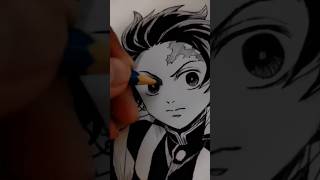 DRAWING KAMADO TANJIRO  DEMON SLAYER  MANGA ART shorts demonslayer kamadotanjiro drawingmanga [upl. by Raynah]