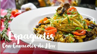 Espaguetis con caracoles de mar  espaguetis con marisco  Pasta con mariscos  Chef Shaka [upl. by Yelroc]