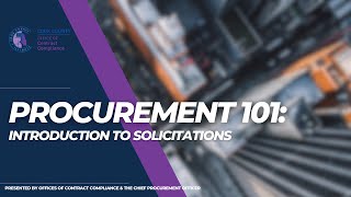 EP 1 Procurement 101 Introduction to Solicitations [upl. by Lleirbag]