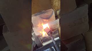 30 layer damascus billets in the forge forging blacksmith [upl. by Mhoj]