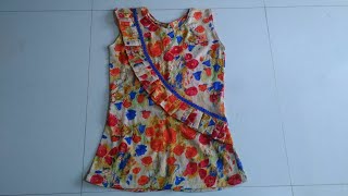 Beautiful baby top from old kurti DIY baby top cutting and stitching [upl. by Ynomrah]