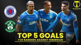 5 Rangers Goals v Hibernian  Outrageous Tavernier freekick  Premier Sports Cup [upl. by Case724]