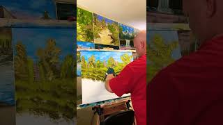 How I Paint BOB ROSS Bubbling Stream My own version beginners Show Me Gold Family [upl. by Anoy]