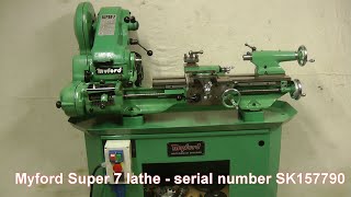 Myford Super 7 lathe serial number SK157790 with gearbox and power cross feed [upl. by Rawdin]