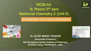 Antidiabetics and Local anesthetics MCQs for B Pharm 5th sem Medicinal Chemistry2 Unit5 [upl. by Llerdnod]