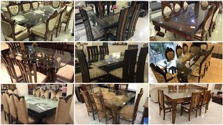 Classic 6 Seater Dining Table Set  Teak wood Glass Top Dining Table amp Chair Design [upl. by Cir]