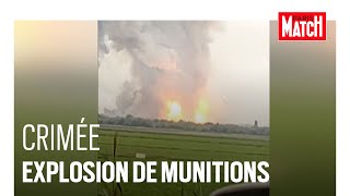 Crimée des boules de feu jaillissent des explosions du dépôt de munitions [upl. by Negroj814]