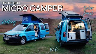 DIY Micro Camper Conversion  FULL TOUR  FULL TIME Vanlife  VW Caddy Van  OffGrid [upl. by Aenal]