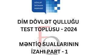 DİM DÖVLƏT QULLUĞU TEST TOPLUSU  2024  Məntiq  PART 1  FƏRİD QAFAROV [upl. by Plato]