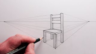 How to Draw a Chair using Two Point Perspective Narrated [upl. by Handel]