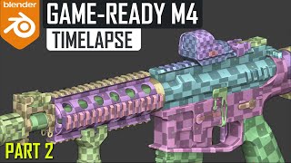 Blender 293 Modeling  M4 Assault Rifle Weapon  High Poly Model  UV Unwrapping  Part 2 [upl. by Bakemeier712]