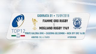 TOP12 201819 Giornata 1  Fiamme Oro Rugby v Mogliano Rugby 1969 [upl. by Nnyleuqaj513]