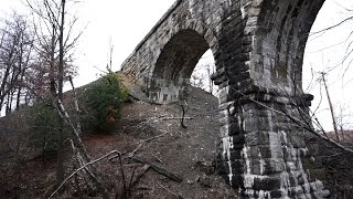 WilkesBarre  Hazleton Railroad  Trolley has 116 year old stone arch bridge [upl. by Herschel299]