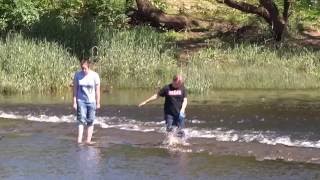 People Wading Across The River Tay Perth Perthshire Scotland [upl. by Yllek723]