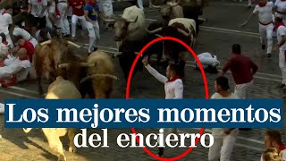 Los mejores momentos del primer encierro de San Fermín 2022 7 julio [upl. by Elatnahs]