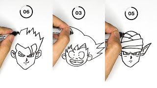 How to Draw Goku Gohan Piccolo  Dragon ball 30 secs Drawing Challenge [upl. by Akienat460]