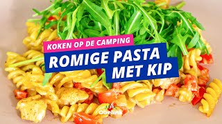 Camping recept  Romige pasta met kip  Obelink Vrijetijdsmarkt [upl. by Anoerb611]