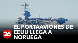 NORUEGA  El portaaviones de EEUU con mayor porte llegó a Noruega [upl. by Ailaham]