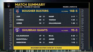 Oman D10 powered by Fancode  Round 2  Match 10  Ghubra Giants vs Bousher Busters [upl. by Adiaros]