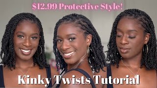 HOW TO KINKY  SPRING TWISTS TUTORIAL  12 EASY Protective Style for 4c Hair No Crochet [upl. by Htebesile]