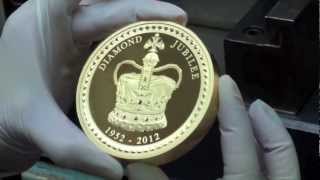 Giant Diamond Jubilee gold and silver coins being made at The Perth Mint [upl. by Falk]