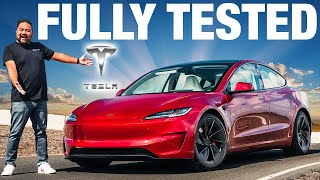 TESTED Tesla Model 3 Performance  060 Quarter Mile Skidpad Range amp More [upl. by Asenab]