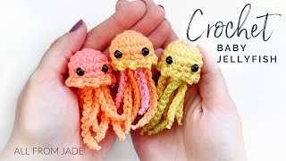 BEGINNER FRIENDLY  Crochet baby jellyfish tutorial NO SEWING REQUIRED step by step RIGHTHANDED [upl. by Latoyia659]