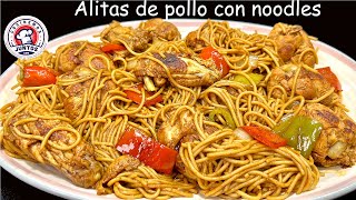 Alitas de pollo con espaguetis al estilo chino [upl. by Aramac]