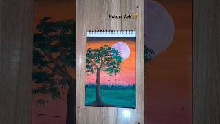 Painting in natures beauty ✨️ tree with moon 🌙 subscribesupportme nature Art [upl. by Atnohs]