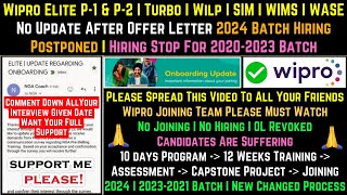 First Time In YouTube Biggest Online Campaign  Wipro Remaining Joining Training amp Hiring Postponed [upl. by Bindman]