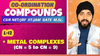 Lec 12  Coordination Compounds  Metal Complexes CN  5 to CN  9  CSIRNETJRF  GATE  JAM [upl. by Comras709]