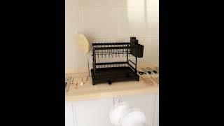 2Tier Over the Sink Dish Drying Rack–Stylish Black amp White Maximize Space with Bowl amp Cutlery Rack [upl. by Ricky]