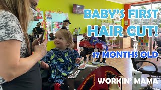 Babys First Haircut  Pigtails amp Crewcuts haircut experience  Toddler hair cut 17 months old [upl. by Kerstin]