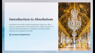 Absolutism Lecture [upl. by Russia]