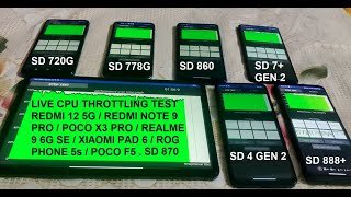 Snapdragon 4 Gen 2 vs 720G vs 778G vs 860 vs 870 vs 888 vs 7 Gen 2 Live CPU Throttling Test [upl. by Fleisher]