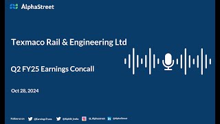 Texmaco Rail amp Engineering Ltd Q2 FY202425 Earnings Conference Call [upl. by Siramad]