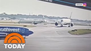 Video Delta planes collide on Atlanta taxiway rattling passengers [upl. by Robina]