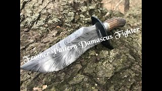 Feather Pattern Damascus Fighter Custom Knife [upl. by Jeddy50]