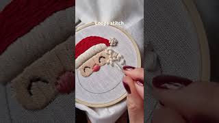 Loops stitch Santa embroidery embroidery handembroidery handmade stitch art craft christmas [upl. by Angelle]