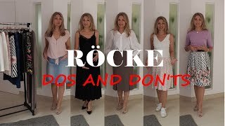 Rock Outfits Sommer Trends 2022 Bauch Hüfte Po kaschieren Dos and Donts Tipps Mode Style Damen [upl. by Debbie]