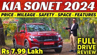 2024 Kia Sonet Facelift Full Drive Review  Price  Safety  Mileage  Space  Variants Explained [upl. by Onaicnop35]