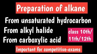 preparation of alkane  Alkane preparation from alkyl halideCOOH alkene alkynes [upl. by Anitserp198]