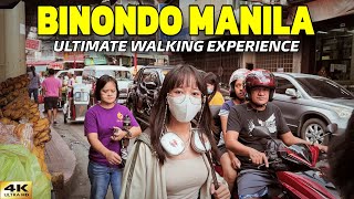 Binondo Manila Street Scenes Walking Tour 4K [upl. by Airamahs]