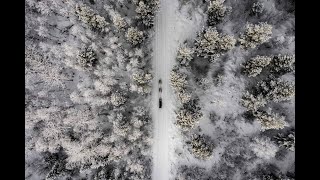 Dog Sledding Aerial View by Drone  4K Footage  Tromso Norway [upl. by Adamina865]