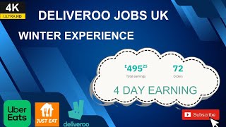 deliveroo jobs uk 4 days earning Uber eats food delivery just eat delivery uk🇬🇧🇬🇧 [upl. by Ahtabat]