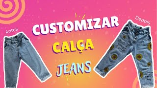 Como customizar calça jeans com tinta [upl. by Akineg]