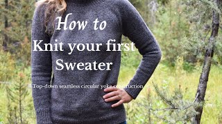 FREE PATTERN  Easy Knit Top Down Raglan Sweater  Full Tutorial [upl. by Most95]