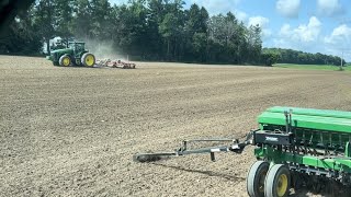 Drilling our alfalfa with John Deere 8330 and 455 drill [upl. by Alaikim]