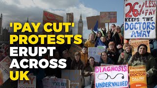 UK Protest  Junior Doctors FourDay Walk Out Could Postpone Million Of Appointments In England [upl. by Idaf447]